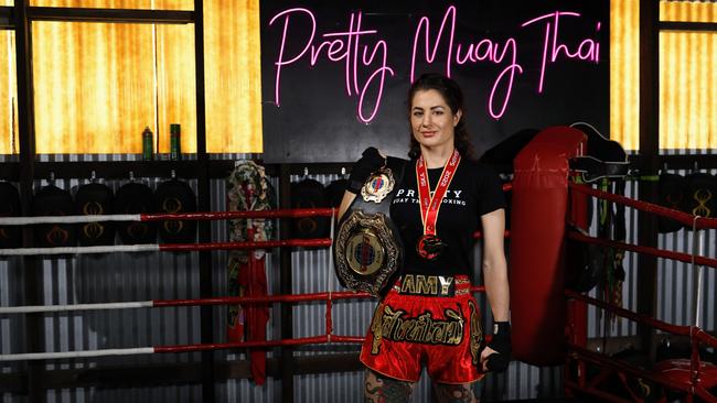 Pretty Muay Thai fighter Amy Glennon has a 7-2 record in Muay Thai. Picture: Brendan Radke