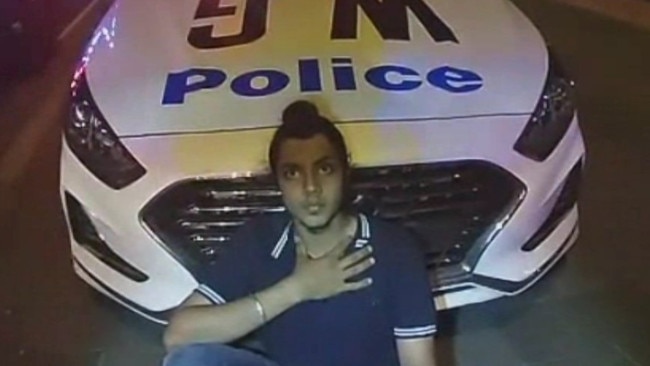 Police body-worn camera image of Jaskaran Singh shortly after the crash. Picture: Supplied