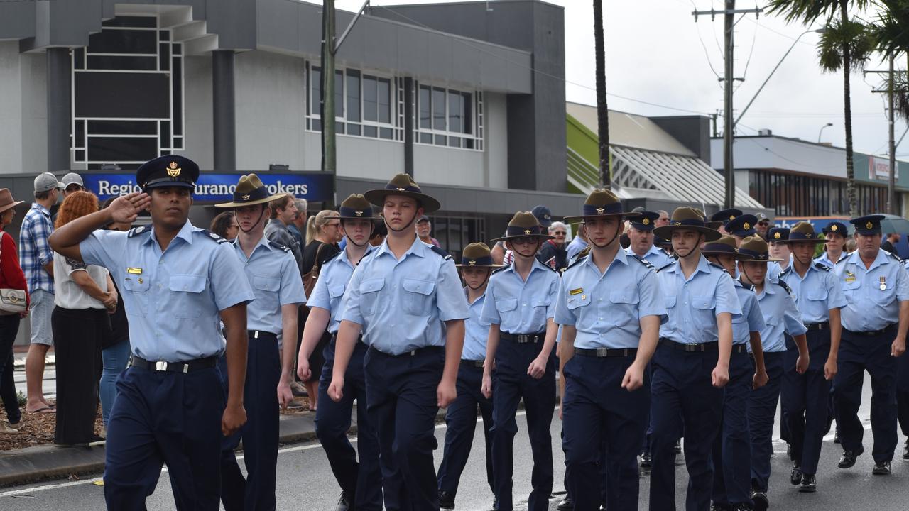 air force personnel at the Mackay Anzac Day Main Service, 2021. Picture: Chloe Waddell