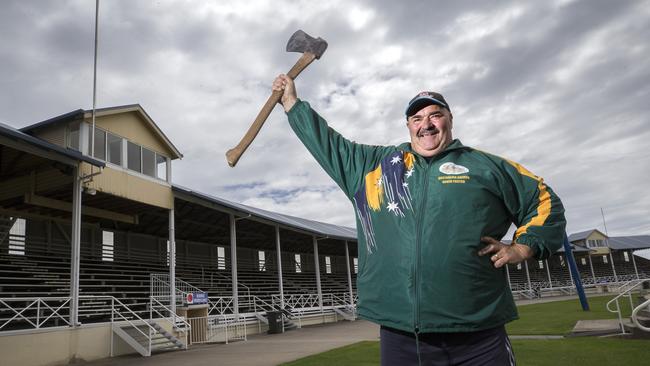 World Champion axeman David Foster prepares for the Christmas Carnivals at West Park, Burnie. Picture: CHRIS KIDD