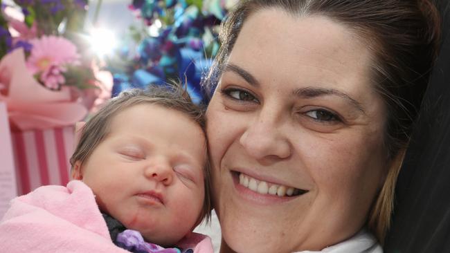 Elise Cox and her daughter Taylor, the 100,000th baby born at Angliss Hospital. Picture: David Crosling