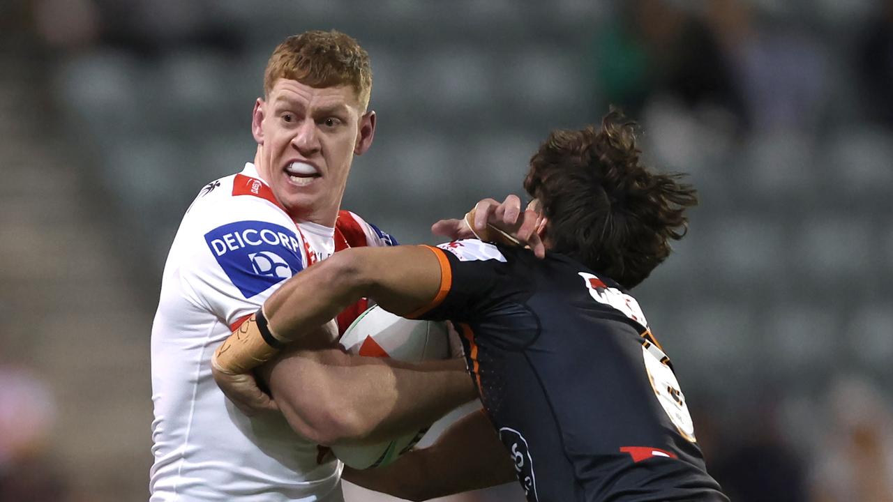 Dan Russell Jwas denied his first NRL try by the Bunker last week, and the NRL says they got the call right. Picture; Jeremy Ng/Getty Images