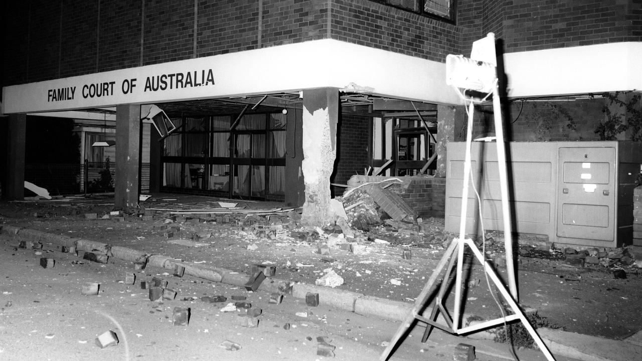 The Family Court Building in Parramatta after it was bombed on April 14, 1984. Picture: NSW Police, Strike Force Reddan.