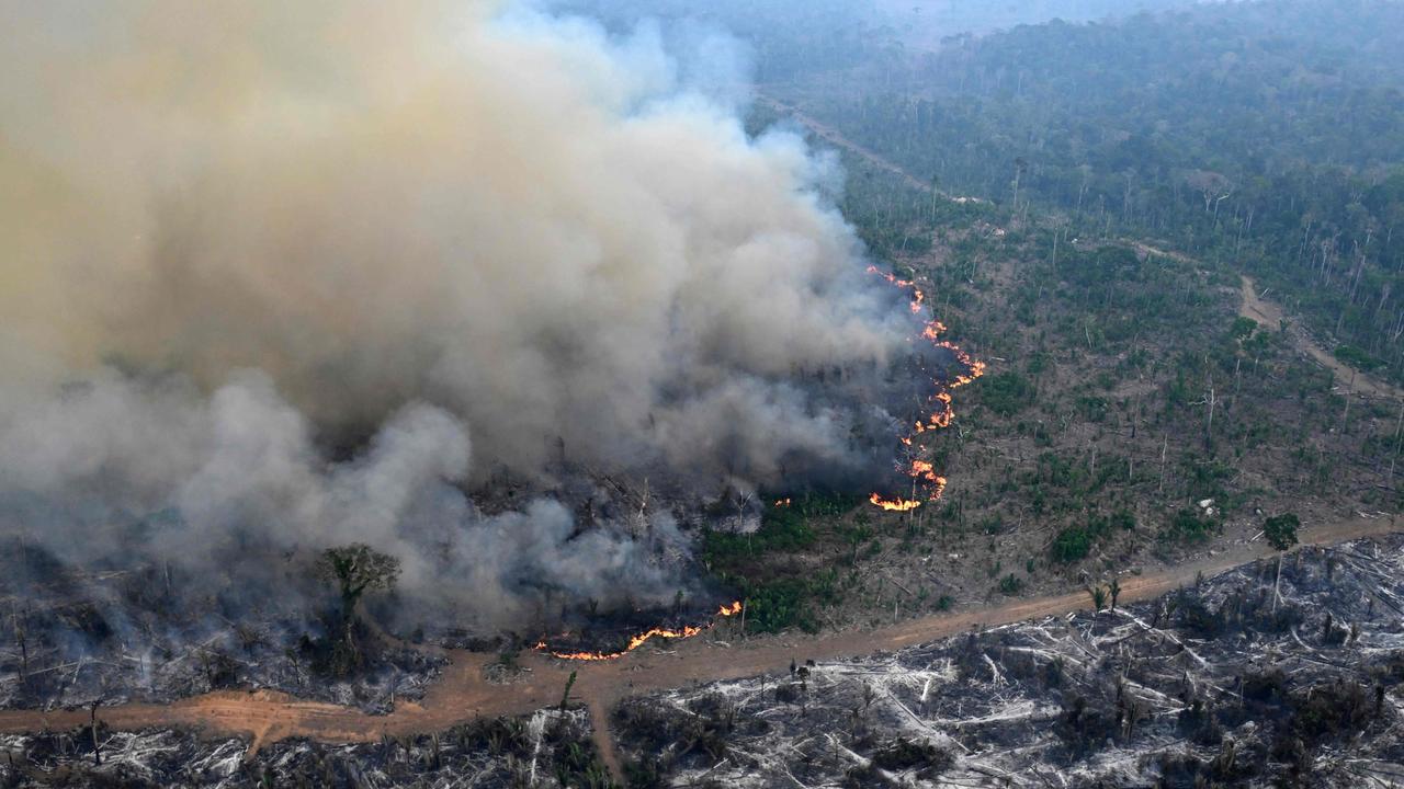 Aerial view of an area of Amazon rainforest deforested by illegal fire in the municipality of Labrea, Amazonas State, Brazil, taken on August 20, 2024. Picture: Evaristo SA / AFP