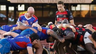 Shute Shield action in a Manly v Norths match. Pic: Karen Watson