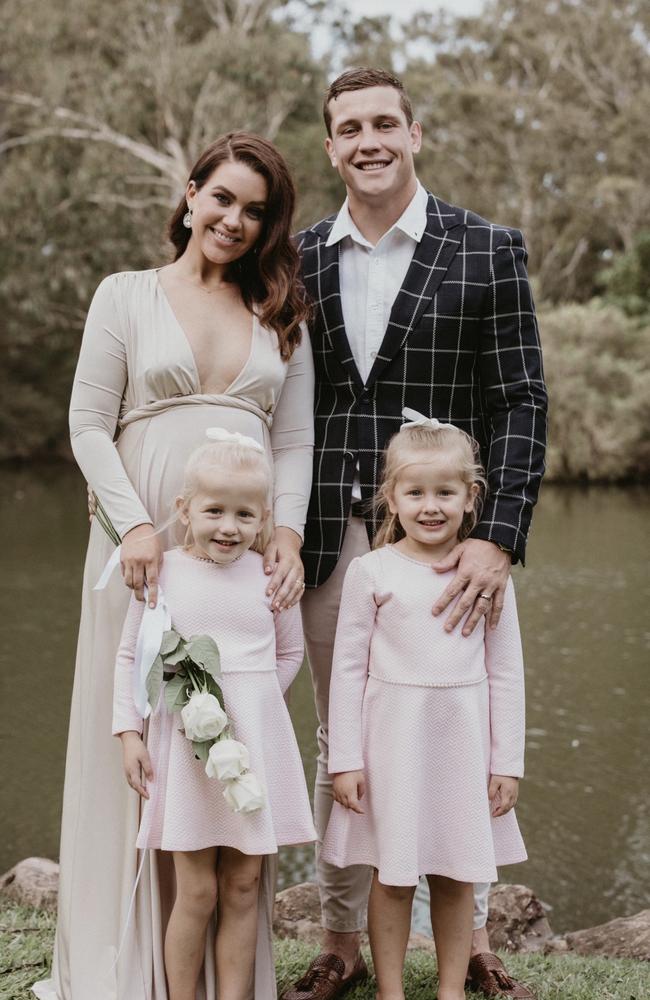 Courtney Thorpe, Jarrod Wallace and his two daughters Lara and Peyton.