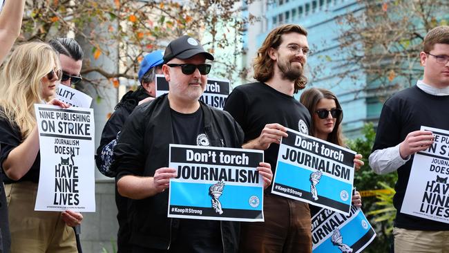 Workers at the Brisbane Times joined their colleagues in a nationwide strike. Picture: NewsWire/Tertius Pickard