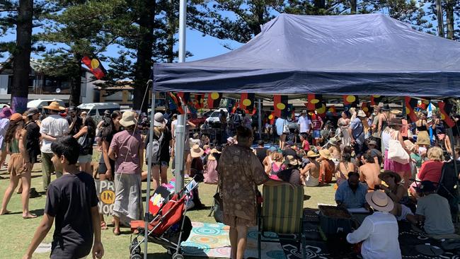 The Invasion Day Rally at Apex Park in Byron Bay. Picture: Sarah Buckley