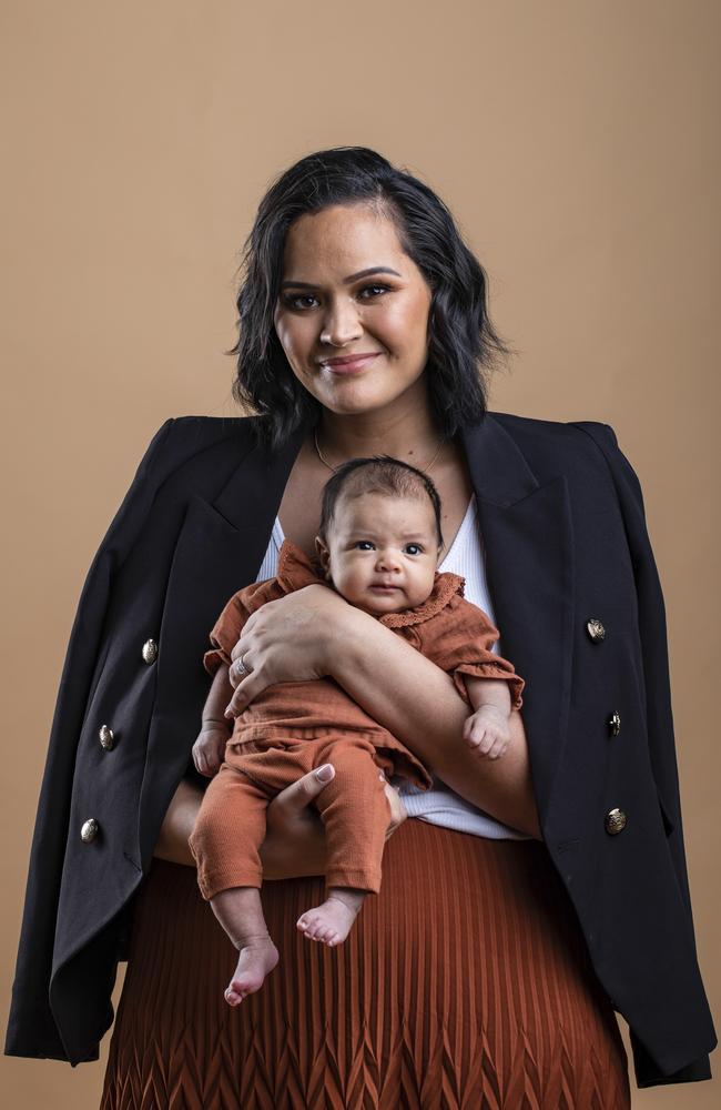 Sofi Leota with daughter Mila Louise Ofahengaue. Picture: Mark Cranitch