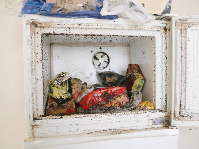 Food left in the freezer. Rental property in Hobart that has been left with huge amounts of rubbish after the tenant vacated. Picture: Nikki Davis-Jones