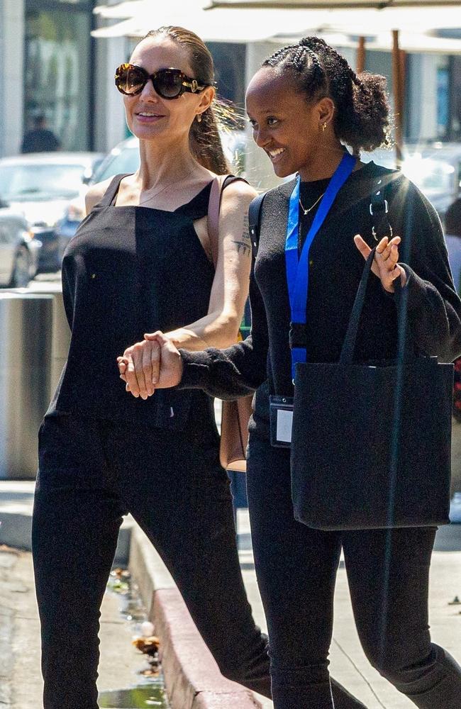 Angelina Jolie and Zahara. Picture: SL, Terma/BACKGRID.