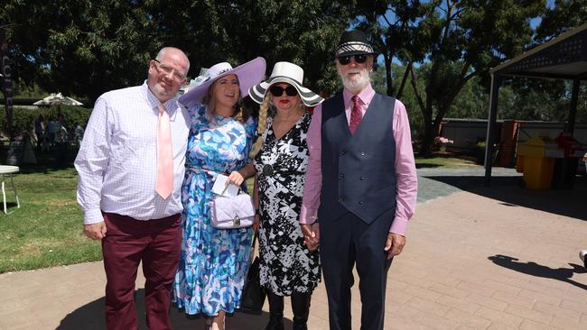 MELBOURNE, AUSTRALIA - MARCH 2 2024 Nick, Rae, Charie and Kalvin Attend the Wangaratta Cup Picture: Brendan Beckett