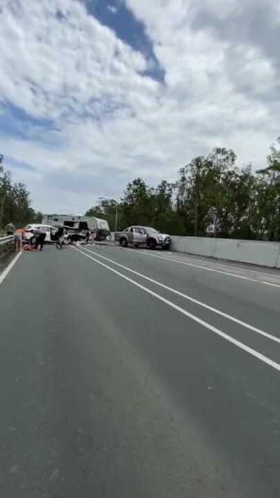 Bruce Hwy cut after car, caravan, house collide north of Gympie