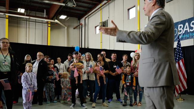 Deputy Secretary of State Christopher Landau welcomes a group of South Africans, also called Afrikaners, who accepted an invitation from the Trump Administration to come to the United States as refugees. Picture: CHIP SOMODEVILLA /Getty Images via AFP