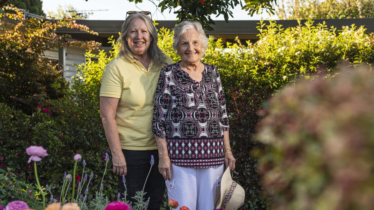 Natalie Wain (left) and Marian Rogers in The Chronicle Garden Competition City Reserve Grand Champion garden of Cheryl Ganzer during the Carnival of Flowers, Saturday, September 21, 2024. Picture: Kevin Farmer