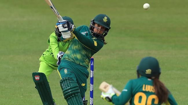 South African Shabnim Ismail during the ICC Women's World Cup group match against Pakistan.