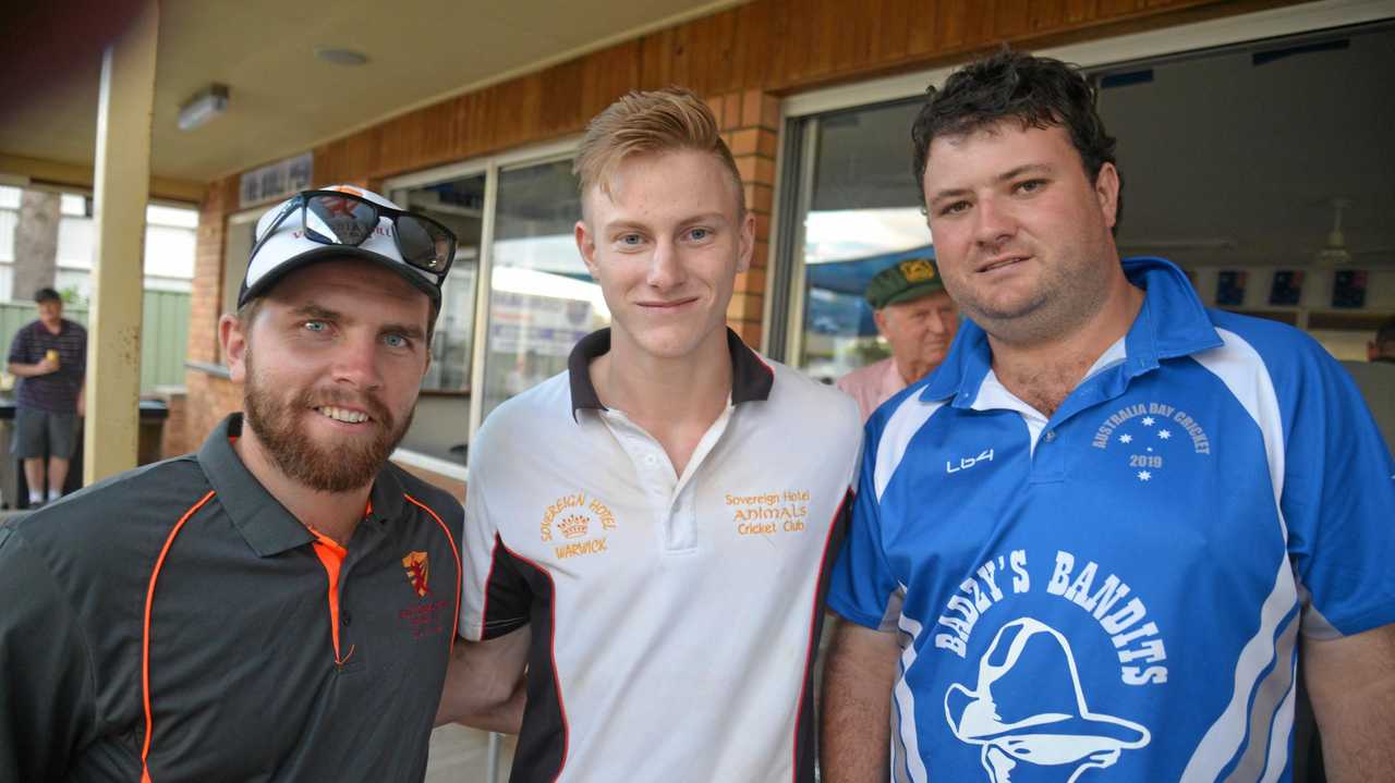 OPPORTUNITY: Wanderers tourists Nick Morris and Cahal Davis with Warwick Cricket Association president Dave Walker. Picture: Gerard Walsh