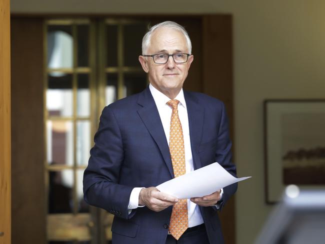 Malcolm Turnbull arrives for a press conference at Parliament House after vacating the Liberal Party leadership. Picture: Sean Davey