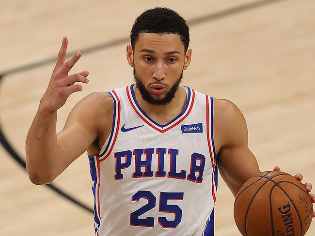 Who knows where he’ll end up? Ben Simmons’ future is up in the air after he flopped in the playoffs for the Philadelphia 76ers. Kevin C. Cox/Getty Images/AFP