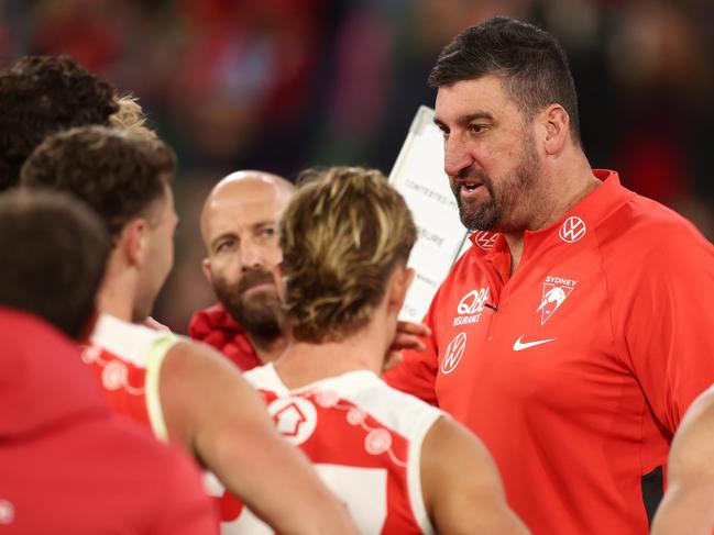 Cox is confident that the plan he has in place for the team, partly inspired by the Swans and Eagles’ 2000s battles, will eventually lead them to success. Picture: James Wiltshire/AFL Photos via Getty Images