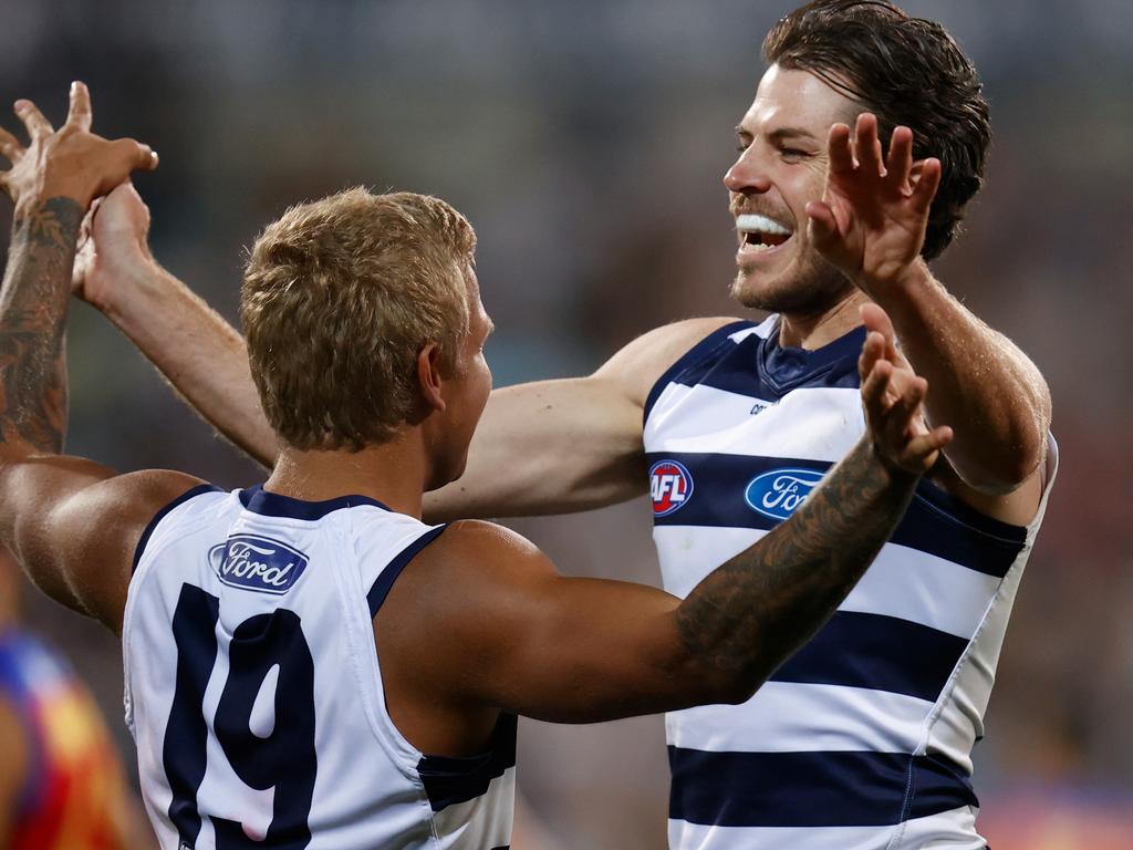 Quinton Narkle and Isaac Smith both had heavy influence for the Cats. Picture: AFL Photos/Getty Images