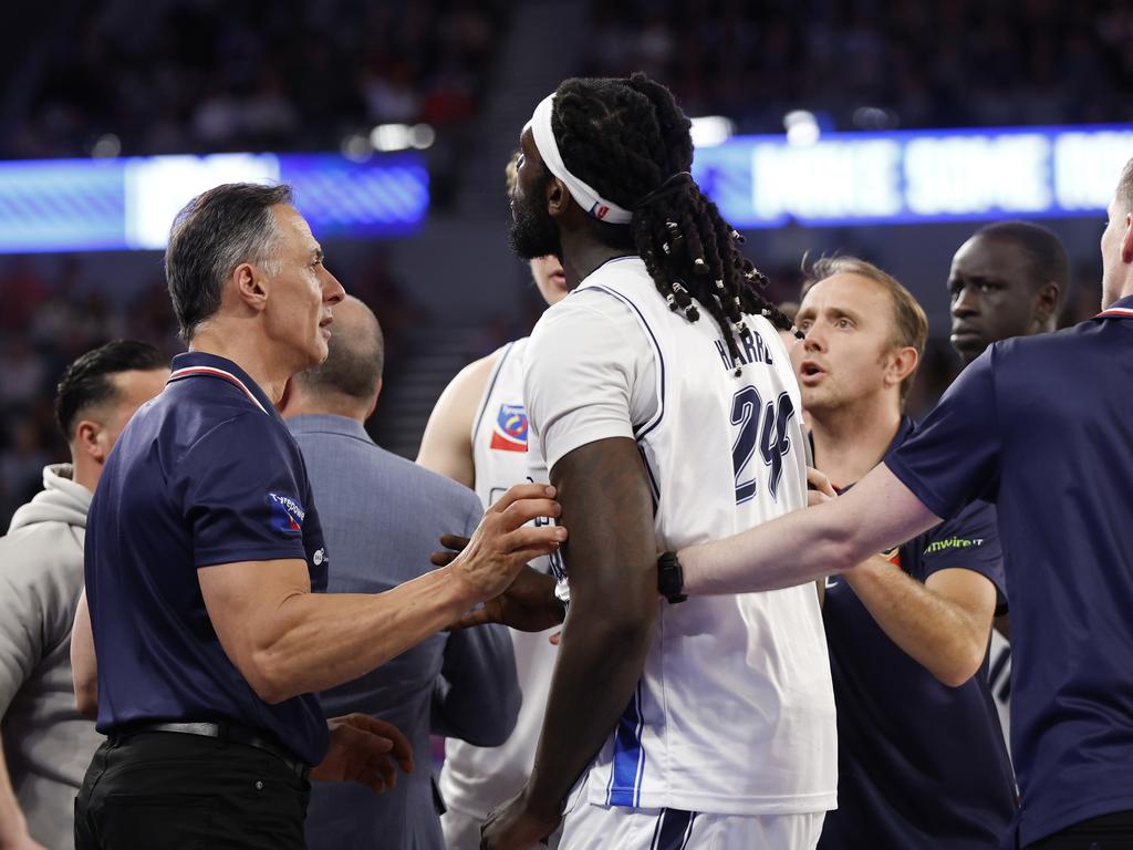 Montrezl Harrell has been subjected to horrific personal abuse on social media in the wake of the brawl. Picture: Getty