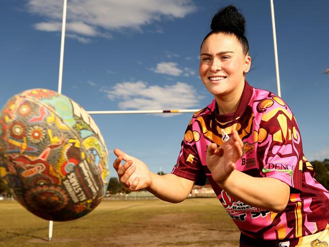 Local Sports Star nominee Jaime-Lee Davies 17, poses for a photograph at Town Terrace in Glenmore Park.Davies was chosen to play for  the winning Penrith Panthers Tarsha Gale Cup side.(AAP IMAGE/Justin Sanson)