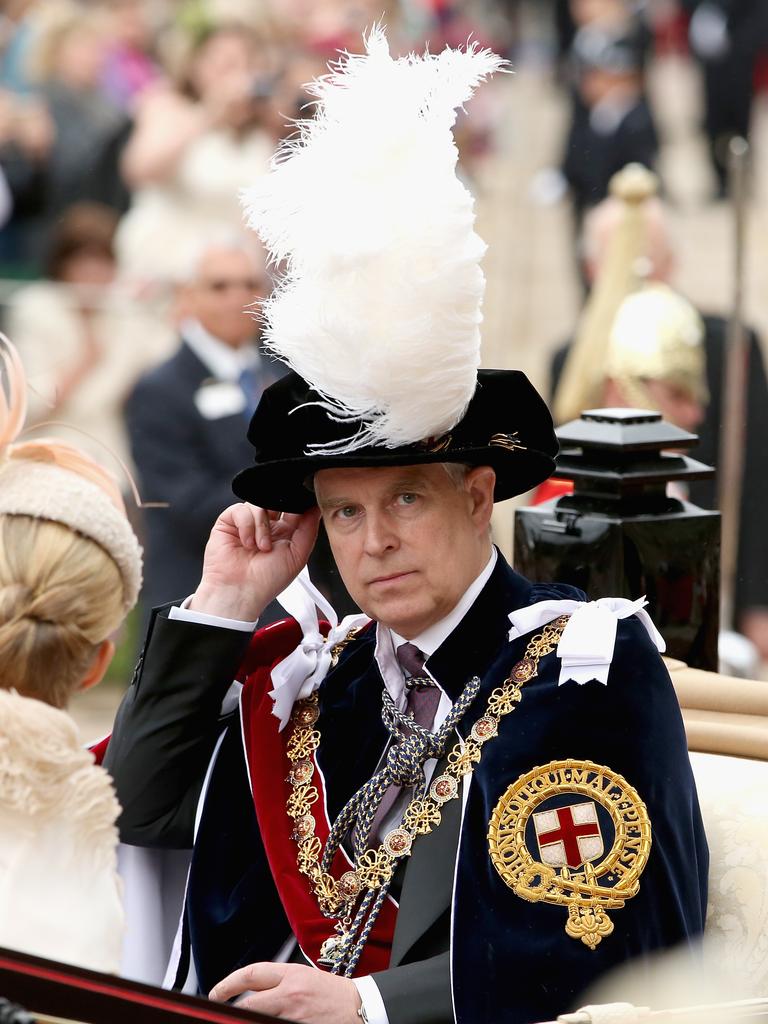 Prince Andrew is said to be ‘furious’ he might not be able to wear his velvet robes of the Most Noble Order of the Garter to the King’s coronation. Picture: Getty Images