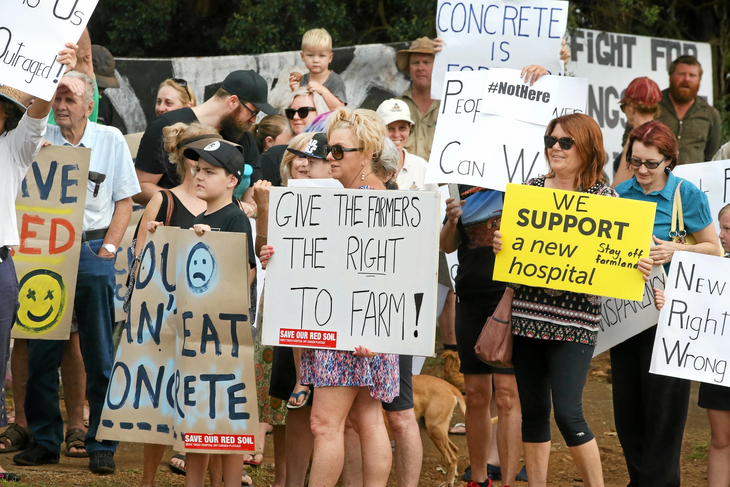 protest outside the site of the new Tweed Valley Hospital at Cudgen. Photo Scott Powick. Picture: Scott Powick