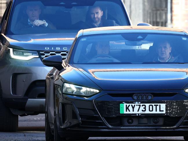 Prince William drives himself away from the London Clinic where Princess Catherine was recovering after her operation. Picture: AFP