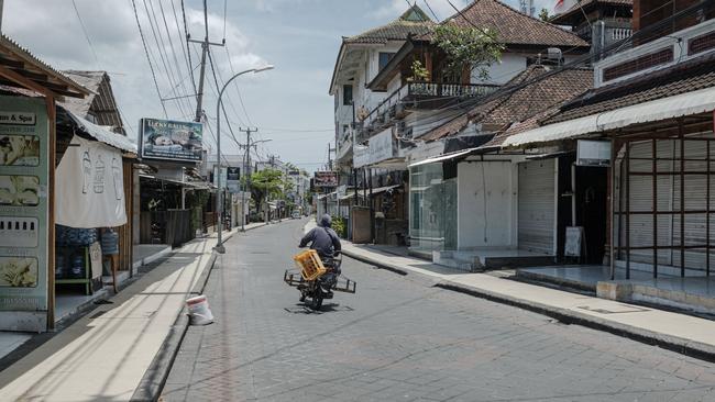 Empty restaurants along Padma street in Seminyak, Bali, last month.