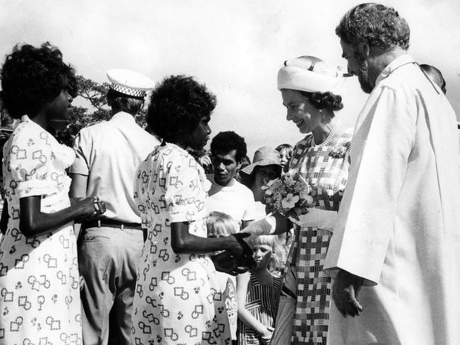 Queen Elizabeth II visits the Northern Territory on March 15, 1987. Picture: Clive Hyde