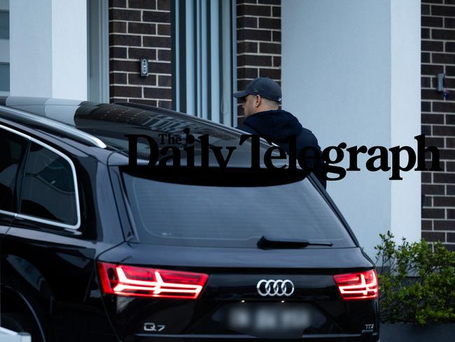 WARNING EMBARGO DAILY TELEGRAPH MUST TAKE TO PIC ED BEFORE USE, Must Credit MatrixJarryd Hayne and his wife and child arrive home in Merrylands today. He was released from prison on appeal yesterday.  Picture Matrix