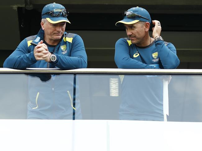 The string pullers: Australian team mentor Steve Waugh and coach Justin Langer talk tactics.