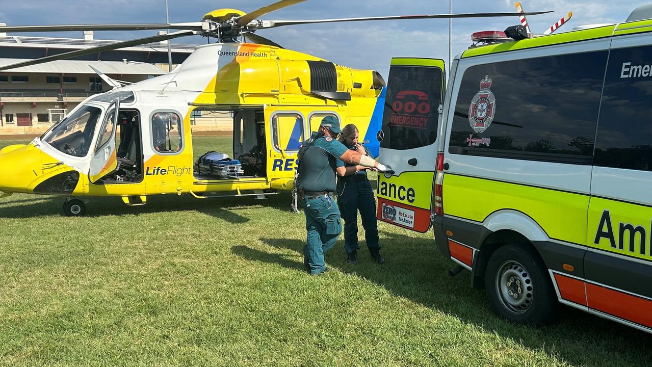 The Toowoomba-based LifeFlight crew transported a man in his 40s to the PA hospital after suffering a serious head injury. Photo: LifeFlight.