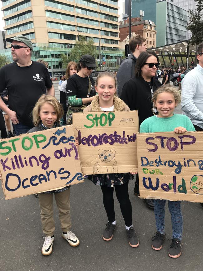 The Diaz family travelled from Port Elliot for the rally. Picture: Dixie Sulda