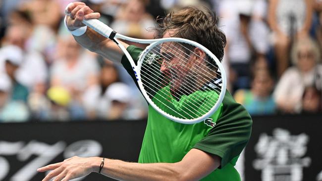 Daniil Medvedev is two sets away from a spot in the semi-finals. Picture: Anthony Wallace/AFP