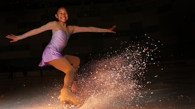 Ice skater Victoria Alcantara is the youngest ever Victorian and Australian champion in her division, and is the Maribyrnong Leader Junior Sports Star. Picture: George Salpigtidis