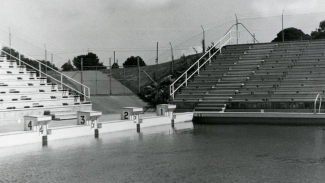 The main 50m lap pool and grandstands in the centre’s early days. Picture: Adelaide Aquatic Centre