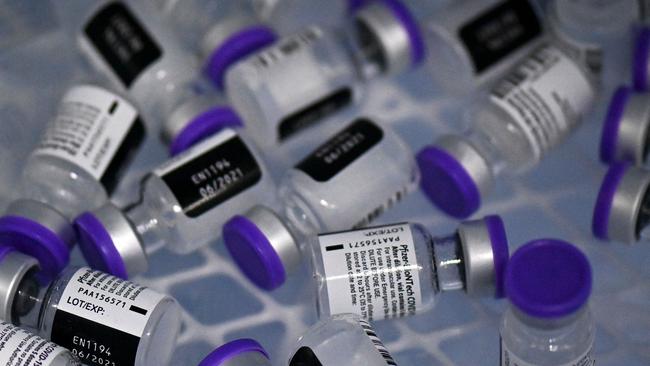 Vials of the Covid-19 Pfizer vaccine. Picture: AFP