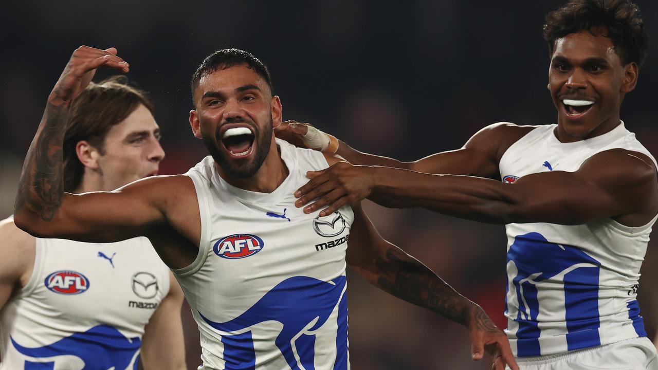 Tarryn Thomas made his return for the Roos. Photo by Michael Klein.