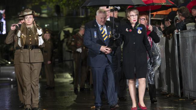 NSW Governor Margaret Beazley at the Martin Place Cenotaph war memorial in Sydney. Picture: NCA NewsWire / Jeremy Piper