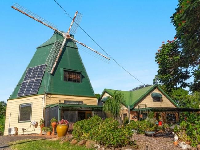 This five bedroom, windmill-style teahouse at Goonellabah is up for sale.