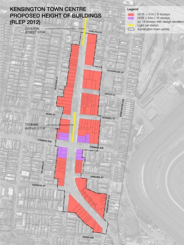 The area to be rezoned in Kensington, under the K2K proposal.