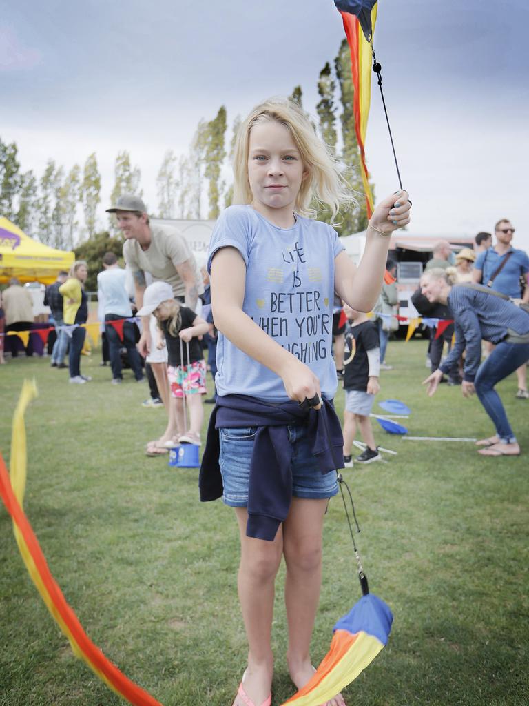 Rhianna Bonford, 11, spins with grace and pois at the Taste of the Huon show. Picture: MATHEW FARRELL