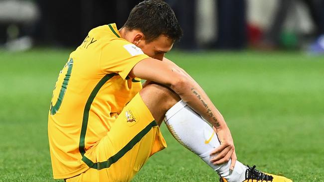 You wouldn’t think the Socceroos had won the game. (Quinn Rooney/Getty Images)