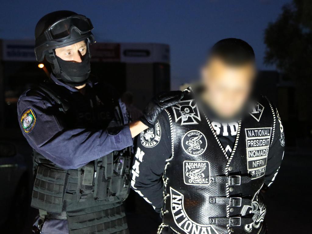 Organised crime is growing at a frightening rate and dedicated taskforces like anti-bikie squad Strike Force Raptor are also at risk due to a lack of funding. Picture: NSW Police