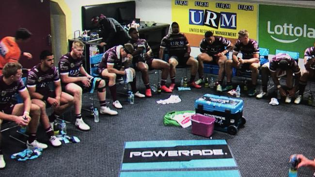 The players face it in the dressing room after the game.