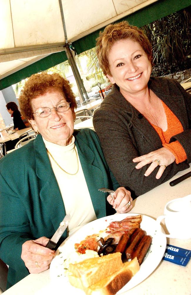 Toni and Millie Barker enjoy breakfast.