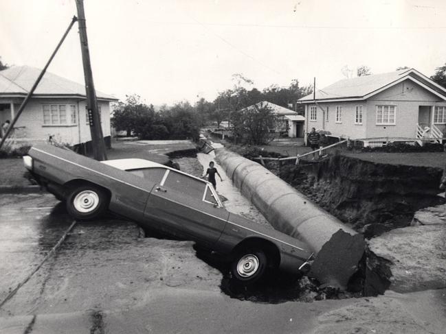 Car in hole Nugent St Inala.